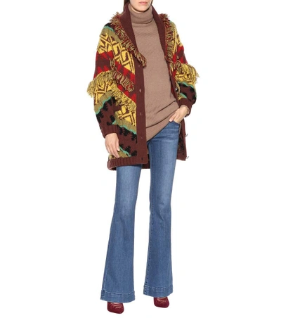 Shop Etro Intarsia Wool-blend Cardigan In Multicoloured