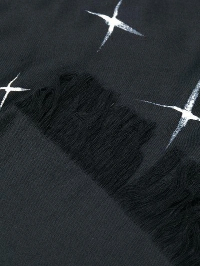 Shop Saint Laurent Fringed-edges Printed Scarf - Black