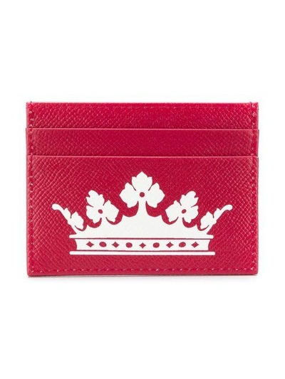 Shop Dolce & Gabbana Crown Logo Print Cardholder In Red