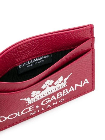 Shop Dolce & Gabbana Crown Logo Print Cardholder In Red