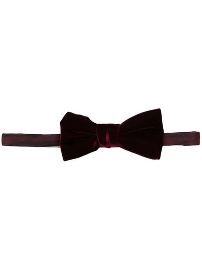 Shop Saint Laurent Velvet Bow Tie - Red