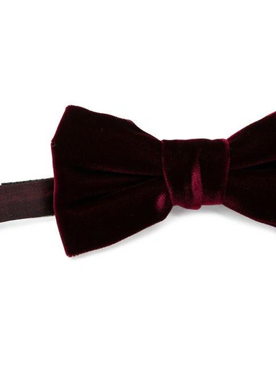 Shop Saint Laurent Velvet Bow Tie - Red