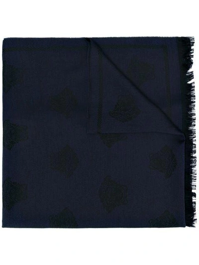 Shop Versace Barocco Print Scarf - Blue