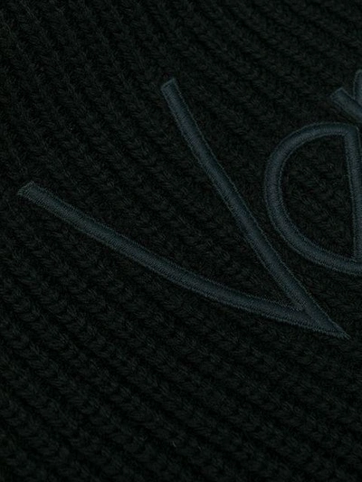 Shop Versace Vintage Logo Knitted Scarf In Black