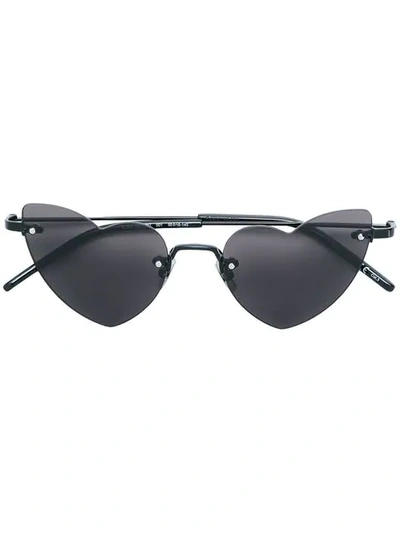 Shop Saint Laurent Sonnenbrille Mit Herz-gestell In Black