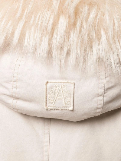 Shop Alessandra Chamonix Racoon Fur Trimmed Hooded Parka - Neutrals
