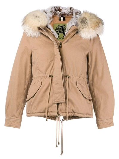 Shop Alessandra Chamonix Racoon Fur Trim Hooded Parka - Neutrals