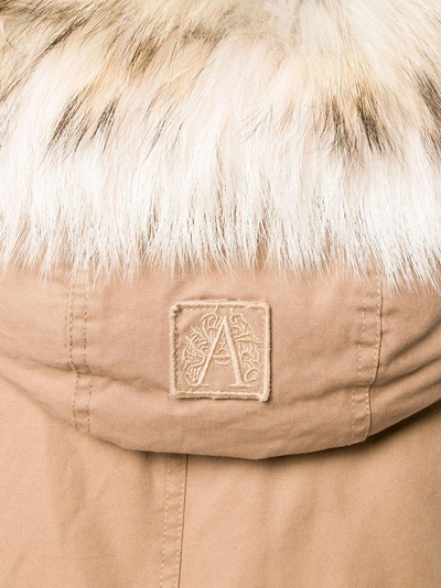 Shop Alessandra Chamonix Racoon Fur Trim Hooded Parka - Neutrals