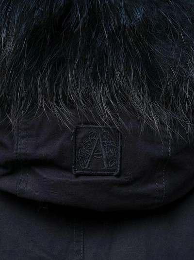 Shop Alessandra Chamonix Racoon And Rabbit Fur Trim Jacket - Blue
