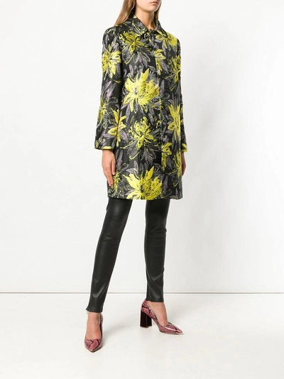 Shop Steffen Schraut Floral Button Up Coat In Yellow & Orange