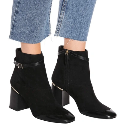 Shop Tod's Leather And Suede Ankle Boots In Black