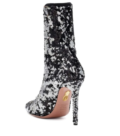 Shop Aquazzura Costes 105 Sequined Ankle Boots In Silver