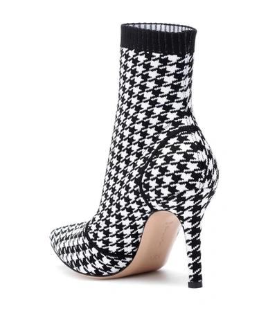 Shop Gianvito Rossi Houndstooth 85 Ankle Boots In Black