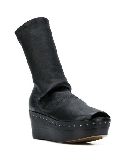 Shop Rick Owens Platform Sock Boots - Black