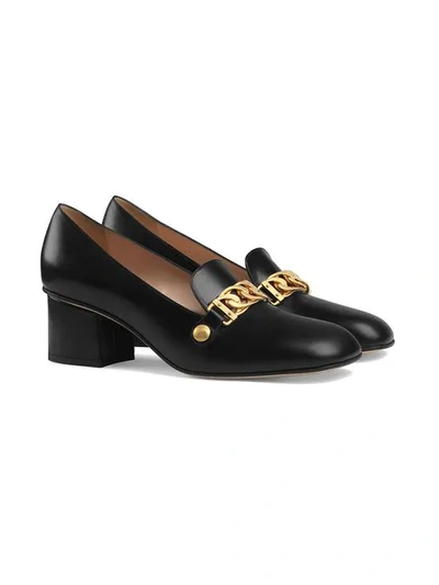 Shop Gucci Sylvie Leather Mid-heel Pumps In Black