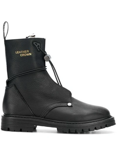 Shop Leather Crown Derby Ankle Boots - Black
