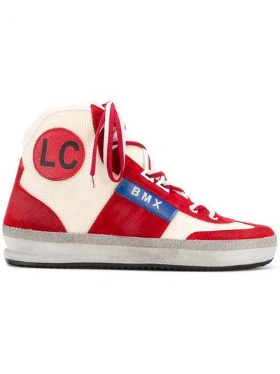 Shop Leather Crown Bmx Hi-top Sneakers - Red