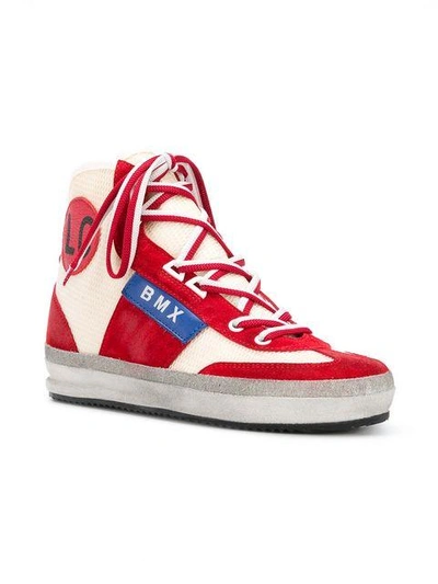 Shop Leather Crown Bmx Hi-top Sneakers - Red