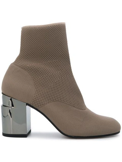 Shop Clergerie Block Heel Ankle Boots - Neutrals