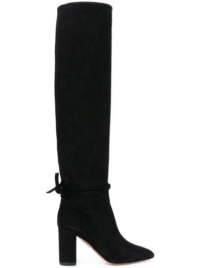Shop Aquazzura Knee Boots In Black