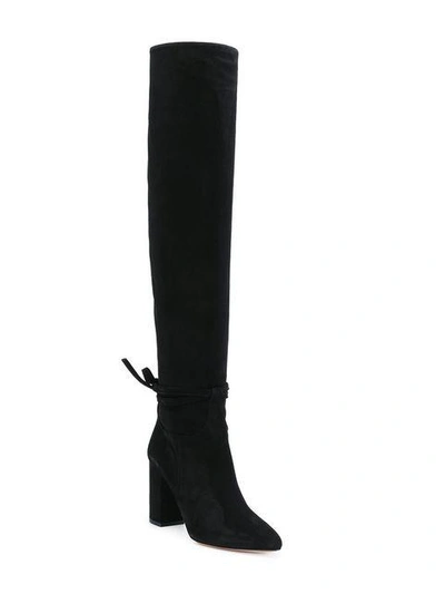 Shop Aquazzura Knee Boots In Black