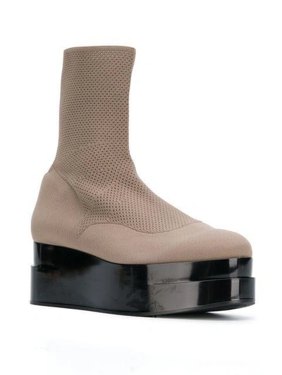 Shop Clergerie Platform Ankle Boots - Neutrals