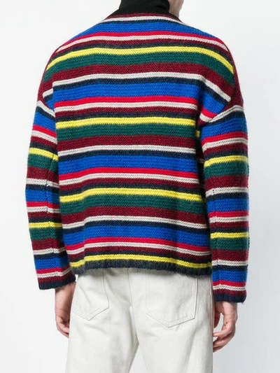 Shop Kenzo Striped Tiger Patch Sweater In Yellow