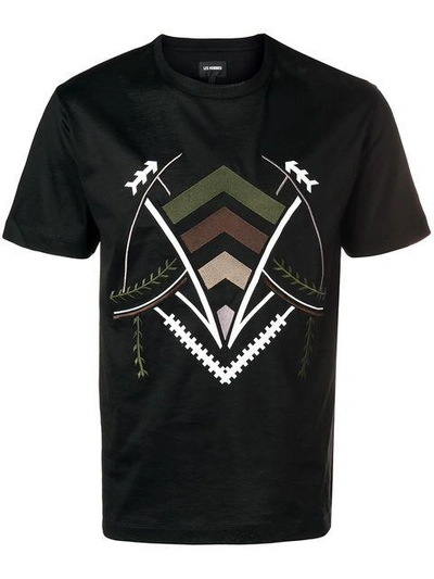 Shop Les Hommes Embroidered T-shirt - Black