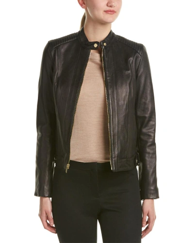 Shop Cole Haan Leather Jacket In Nocolor