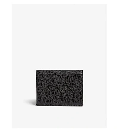 Shop Thom Browne Striped Pebbled Leather Card Wallet In Black