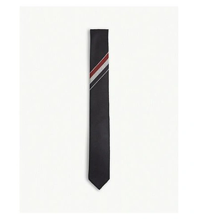 Shop Thom Browne Tricolour Stripe Wool Tie In Navy