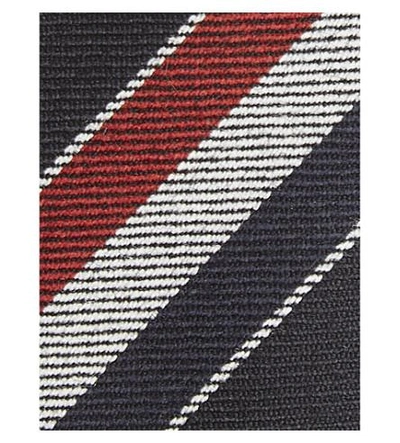 Shop Thom Browne Tricolour Stripe Wool Tie In Navy