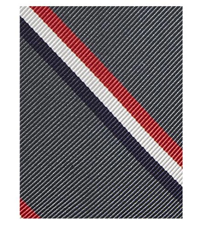 Shop Thom Browne Diagonal-stripe Silk And Cotton Tie In Dark Grey