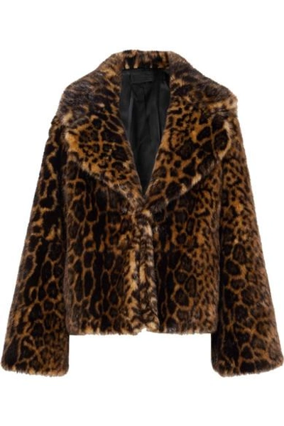 Shop Nili Lotan Sedella Leopard-print Faux Fur Coat In Leopard Print