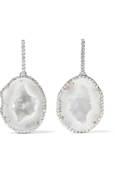 Shop Kimberly Mcdonald 18-karat White Gold, Geode And Diamond Earrings