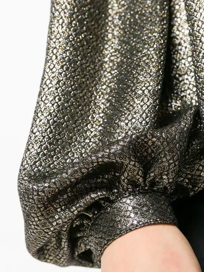 Shop Saint Laurent Metalized Bow Blouse In Metallic