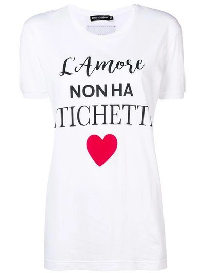 Shop Dolce & Gabbana Printed Long T-shirt - White