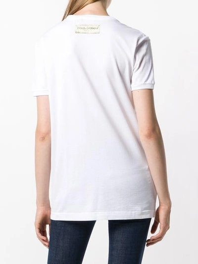 Shop Dolce & Gabbana Printed Long T-shirt - White