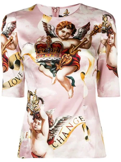 Shop Dolce & Gabbana Angels Print Blouse - Pink