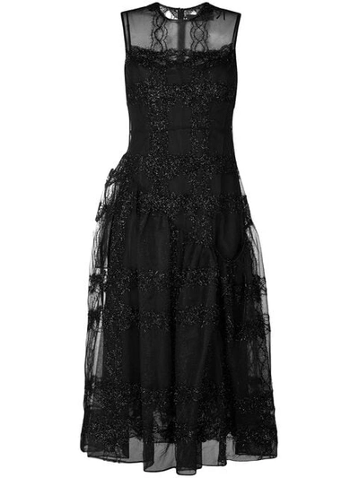 Shop Simone Rocha Embroidered Tulle Dress In Black