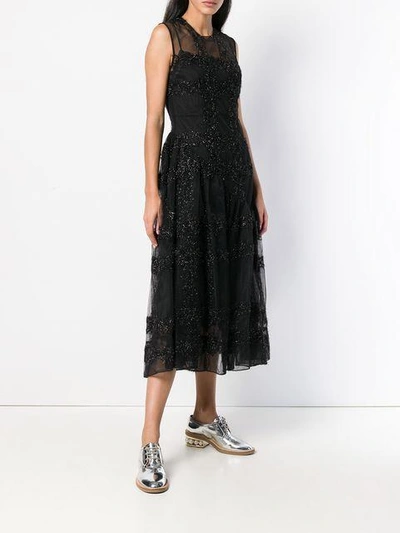 Shop Simone Rocha Embroidered Tulle Dress In Black