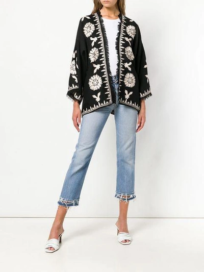 Shop P.a.r.o.s.h . Embroidered Kimono Jacket - Black