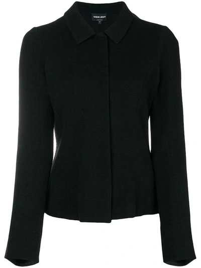 Shop Giorgio Armani Fitted Jacket - Black