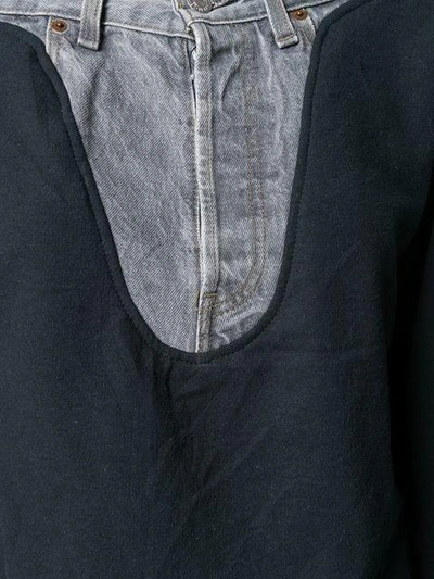 Shop Night Market Denim Detail Patchwork Sweatshirt In Black