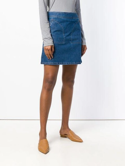 Shop Apc Patch Pocket Denim Skirt In Blue