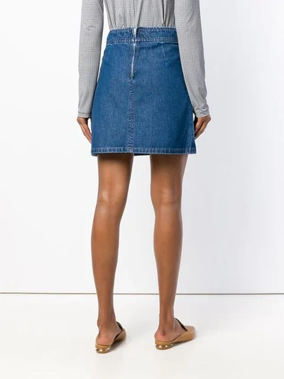 Shop Apc Patch Pocket Denim Skirt In Blue