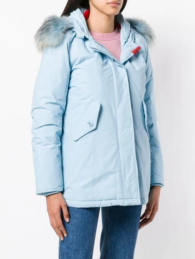 Shop Freedomday Padded Buttoned Coat In Blue