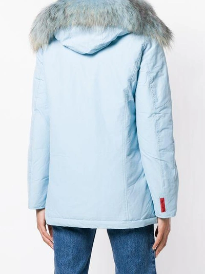Shop Freedomday Padded Buttoned Coat In Blue