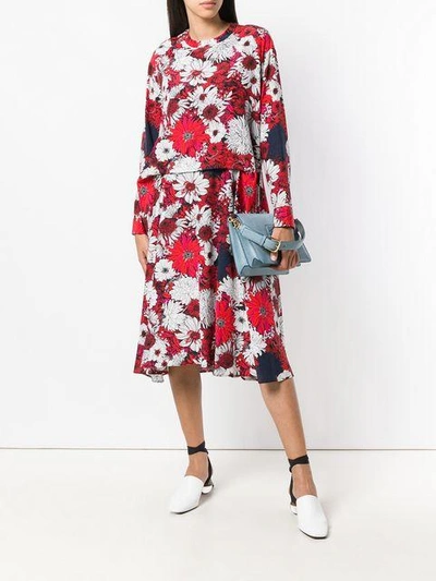 Shop Cedric Charlier Floral Print Dress In Red