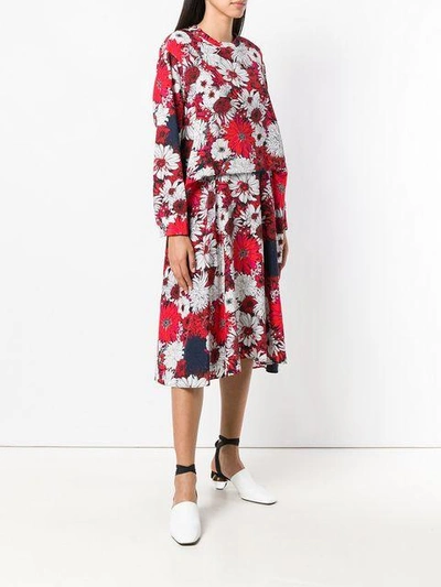 Shop Cedric Charlier Floral Print Dress In Red